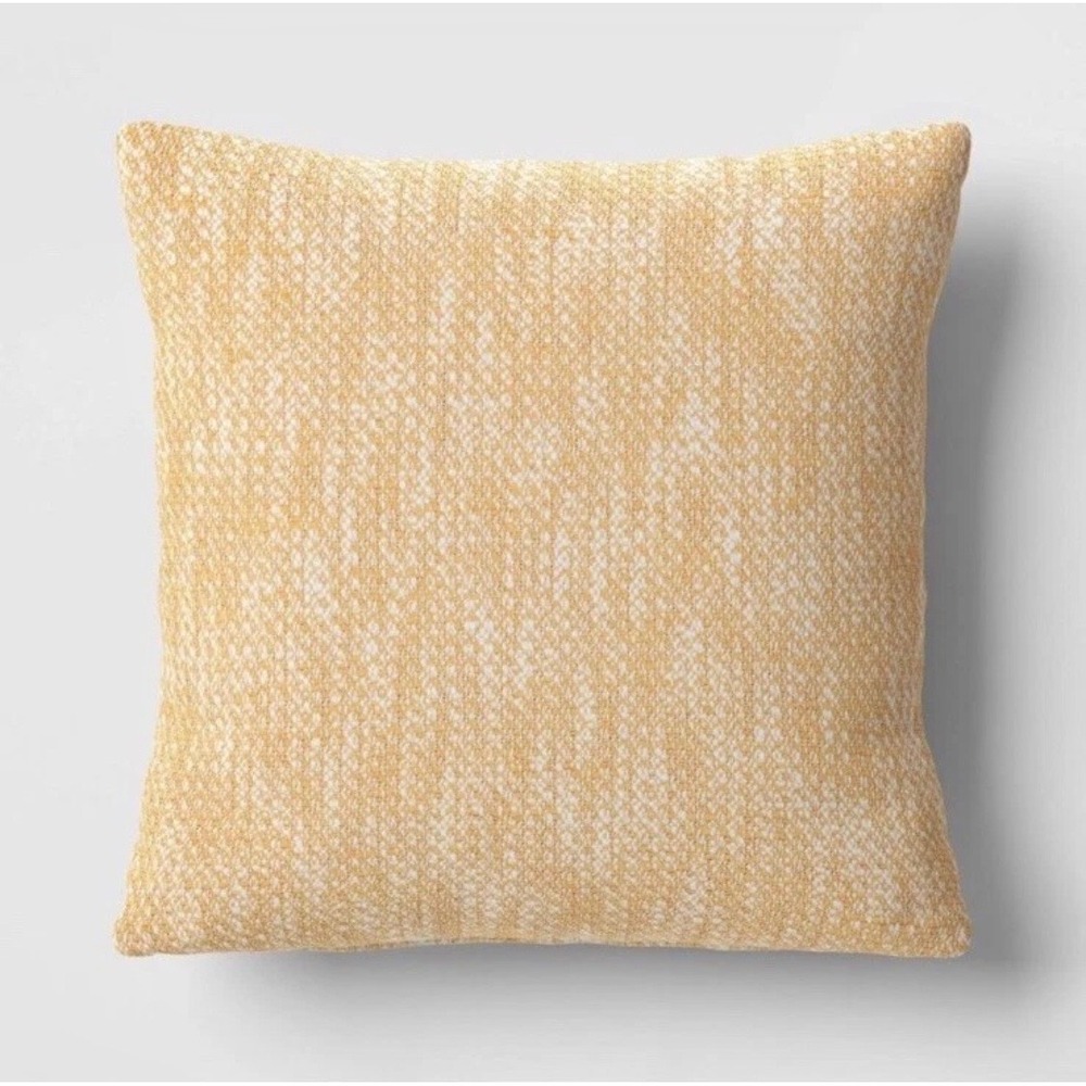 Yellow Textured Square Throw Pillow Boho Farmhouse‎ Accent Home Decor